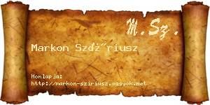 Markon Szíriusz névjegykártya